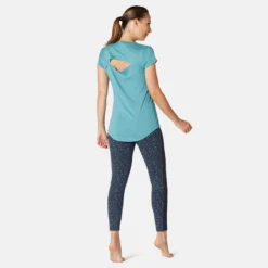 Legging 7/8 Sport Pilates Gym Douce Femme 520 Slim Bleu -Sportmania legging 7slash8 sport pilates gym douce femme 520 slim bleu printe 3