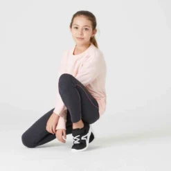 Legging Chaud Fille French Terry Coton - Basique Gris Chiné Foncé -Sportmania legging chaud gris enfant 4