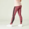 Legging Fitness Long Coton Extensible Taille Haute Femme - Rose Vif Avec Imprimé