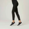 Legging Fitness 7/8 Coton Extensible Gainant Femme - Noir