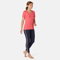 Legging Court De Sport Taille Haute 510 Femme 7/8 En Coton Bleu Marine -Sportmania legging court de sport taille haute 510 femme 7slash8 en coton bleu marine 2