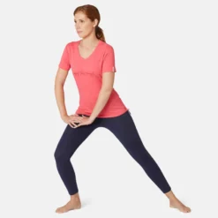 Legging Court De Sport Taille Haute 510 Femme 7/8 En Coton Bleu Marine -Sportmania legging court de sport taille haute 510 femme 7slash8 en coton bleu marine 3