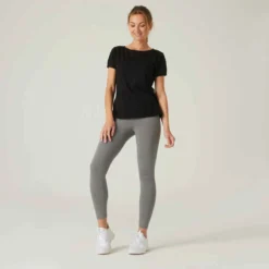 Legging 7/8 Fitness Femme - Fit+ Gris -Sportmania legging de sport 7slash8 500 femme gris chine 2