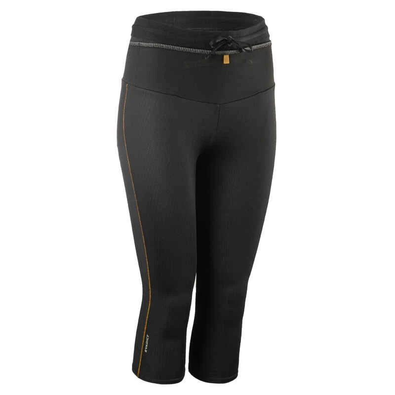 LEGGING DE TRAIL RUNNING 3/4 FEMME EMBOSS NOIR BRONZE 1 LEGGING DE TRAIL RUNNING 3/4 FEMME EMBOSS NOIR BRONZE