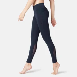 Legging Sport Taille Haute 520 Femme En Coton Bleu Marine