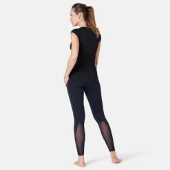 Legging Sport Taille Haute 520 Femme En Coton Bleu Marine -Sportmania legging sport taille haute 520 femme en coton bleu marine 3