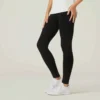 Legging Fitness Long Coton Extensible Ceinture Basse Femme - Salto Noir