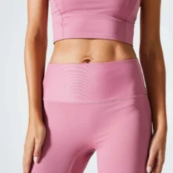 Legging Taille Haute Court Et Gainant Fitness Cardio Femme Rose -Sportmania legging taille haute court et gainant fitness cardio femme rose 2