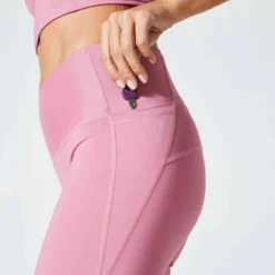 Legging Taille Haute Court Et Gainant Fitness Cardio Femme Rose -Sportmania legging taille haute court et gainant fitness cardio femme rose 4