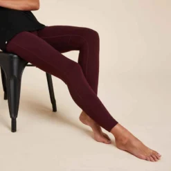 LEGGING TECH COTON YOGA FEMME ECO-CONCU BORDEAUX -Sportmania legging tech yoga doux eco concu femme bordeaux 2