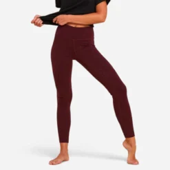 LEGGING TECH COTON YOGA FEMME ECO-CONCU BORDEAUX