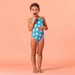 Maillot De Bain Bébé Fille Une Pièce Bleu Avec Imprimé Fleurs -Sportmania maillot de bain bebe fille une piece bleu avec imprime fleurs 2
