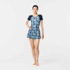 Maillot De Bain De Natation Femme Une Pièce Jupet Una Short Sleeve BLUE PRINT -Sportmania maillot de bain de natation femme une piece jupet una short sleeve all lejo blue 3