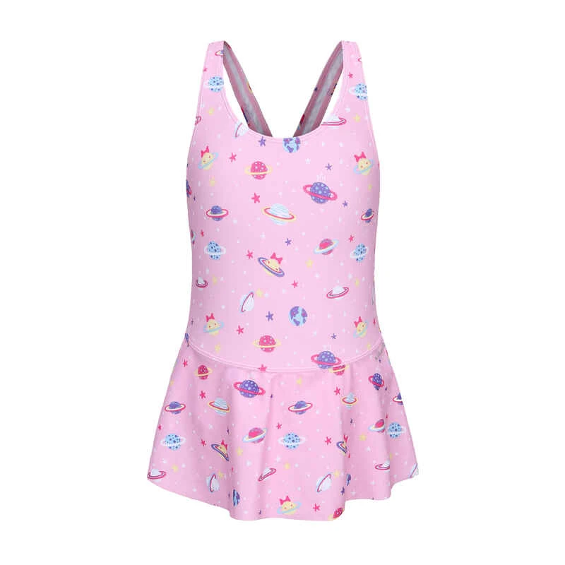 Maillot De Bain De Natation Fille 1 Pièce Vega Jupette Imprimé Rose 1 Maillot De Bain De Natation Fille 1 Pièce Vega Jupette Imprimé Rose