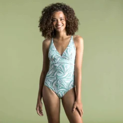 Maillot De Bain De Surf 1 Pièce Femme Avec Double Réglage Dos BEA PLANT KAKI -Sportmania maillot de bain de surf 1 piece femme avec double reglage dos bea koga maldives 4