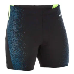 Boxer De Bain Natation Homme - Long - Noir / Bleu / Jaune