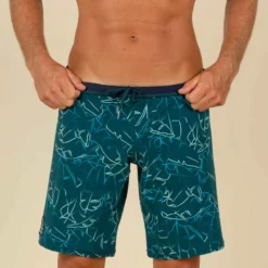 Short De Bain Natation Homme - Swimshort 100 Long - Bana Turquoise Bleu Marine -Sportmania maillot de bain natation homme swimshort 100 long tex kaki 4
