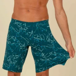 Short De Bain Natation Homme - Swimshort 100 Long - Bana Turquoise Bleu Marine -Sportmania maillot de bain natation homme swimshort 100 long tex kaki 5