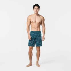 Short De Bain Natation Homme - Swimshort 100 Long - Bana Turquoise Bleu Marine -Sportmania maillot de bain natation homme swimshort 100 long tex kaki 7