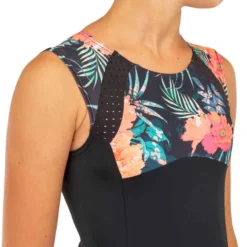 Maillot De Bain 1 Pièce NOIR ROUGE MANLY 900 -Sportmania maillot de bain surf fille noir rouge manly 900 4