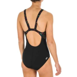 Maillot De Bain Une Pièce De Natation Fille Kamiye Print Fire Noir / Jaune -Sportmania maillot de bain une piece de natation fille kamiye print fire noir slash jaune 2