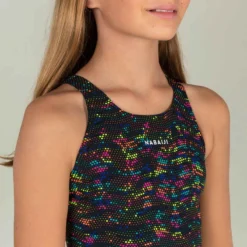 Maillot De Bain Une Pièce De Natation Fille Kamiye Print Fire Noir / Jaune -Sportmania maillot de bain une piece de natation fille kamiye print fire noir slash jaune 8