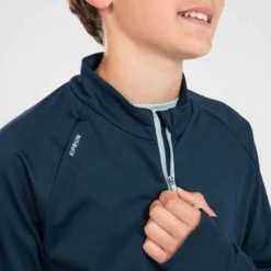 MAILLOT MANCHES LONGUES ENFANT 1/2 ZIP CHAUD - KIPRUN WARM BLEU MARINE -Sportmania maillot manches longues chaud 1slash2 zip enfant d athletisme at 100 bleu marine 3