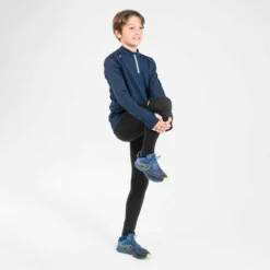 MAILLOT MANCHES LONGUES ENFANT 1/2 ZIP CHAUD - KIPRUN WARM BLEU MARINE -Sportmania maillot manches longues chaud 1slash2 zip enfant d athletisme at 100 bleu marine 7