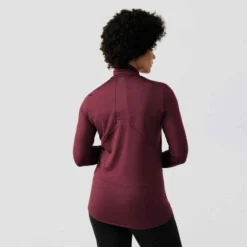 Kalenji T-shirt Manches Longues Chaud Running Femme - Zip Warm Violet -Sportmania maillot manches longues jogging femme run warm vert 2