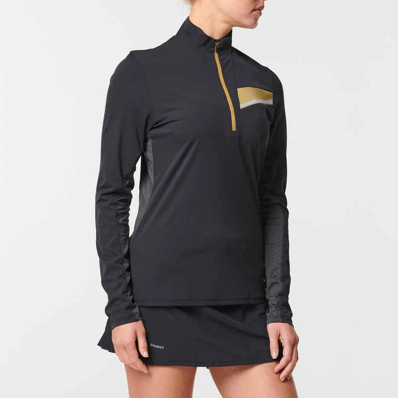 MAILLOT DE TRAIL RUNNING MANCHES LONGUES ZIP FEMME NOIR BRONZE 6 MAILLOT DE TRAIL RUNNING MANCHES LONGUES ZIP FEMME NOIR BRONZE – Image 6