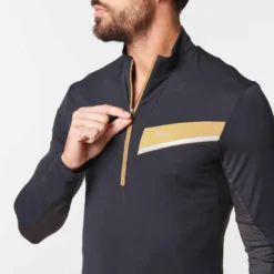 MAILLOT DE TRAIL RUNNING MANCHES LONGUES ZIP HOMME NOIR BRONZE -Sportmania maillot manches longues trail running homme noir bronze 3