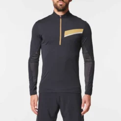 MAILLOT DE TRAIL RUNNING MANCHES LONGUES ZIP HOMME NOIR BRONZE -Sportmania maillot manches longues trail running homme noir bronze 9