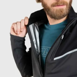 MAILLOT DE TRAIL RUNNING MANCHES LONGUES SOFTSHELL HOMME NOIR GRIS -Sportmania maillot softshell manches longues trail running homme noir bronze 3