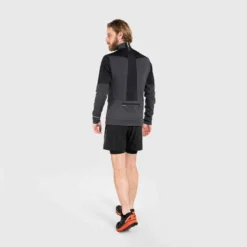 MAILLOT DE TRAIL RUNNING MANCHES LONGUES SOFTSHELL HOMME NOIR GRIS -Sportmania maillot softshell manches longues trail running homme noir bronze 8