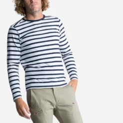 Tribord Marinière Homme Manches Longues Sailing 100 Blanc Bleu