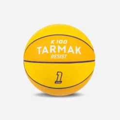 Mini Ballon De Basketball Taille 1 Enfant - K100 Rubber Jaune