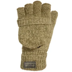 Gants De Chasse 2 En 1 Laine Chaudes - 100 Marron -Sportmania mitaines chasse 100 laine marron 2