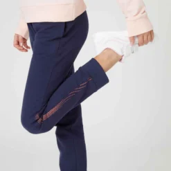 Pantalon De Jogging French Terry Droit Coton Enfant Fille - 100 Marine -Sportmania pantalon de jogging chaud fille french terry coton basique noir 2