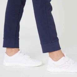 Pantalon De Jogging French Terry Droit Coton Enfant Fille - 100 Marine -Sportmania pantalon de jogging chaud fille french terry coton basique noir 3