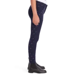 Pantalon équitation Fille 120 PRINT Marine à Points Rose -Sportmania pantalon equitation fille 120 print marine a points rose 4