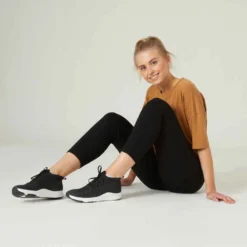 Pantalon Carotte Fitness Femme - 120 Noir -Sportmania pantalon fitness femme coton carotte 120 noir 2