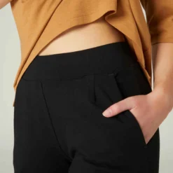 Pantalon Carotte Fitness Femme - 120 Noir -Sportmania pantalon fitness femme coton carotte 120 noir 4