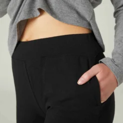 Pantalon Jogging Fitness Femme - 100 Noir -Sportmania pantalon fitness femme coton droit 100 noir 3