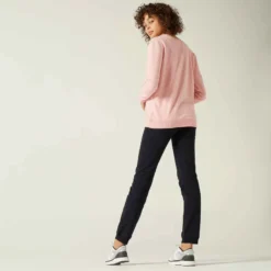 Pantalon Jogging Fitness Femme Coton Coupe Droite Sans Poche - 120 Noir -Sportmania pantalon jogging leger fitness coupe droite noir 2