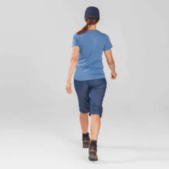 Pantalon Modulable De Trek Voyage - TRAVEL 100 Denim Bleu Femme -Sportmania pantalon modulable de trek voyage travel 100 denim bleu femme 5