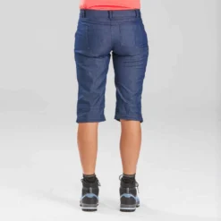 Pantalon Modulable De Trek Voyage - TRAVEL 100 Denim Bleu Femme -Sportmania pantalon modulable de trek voyage travel 100 denim bleu femme 8