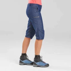 Pantalon Modulable De Trek Voyage - TRAVEL 100 Denim Bleu Femme -Sportmania pantalon modulable de trek voyage travel 100 denim bleu femme 9