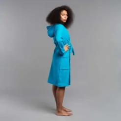 Peignoir De Bain Femme Coton Biologique Turquoise 7 Peignoir De Bain Femme Coton Biologique Turquoise -Sportmania peignoir de bain a capuche coton leger femme turquoise 2