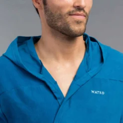 Peignoir De Bain Homme Microfibre Compact Bleu Indigo -Sportmania peignoir de bain a capuche microfibre compact homme bleu indigo 4