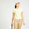 Polo De Golf Manches Courtes Femme MW500 Jaune Pale